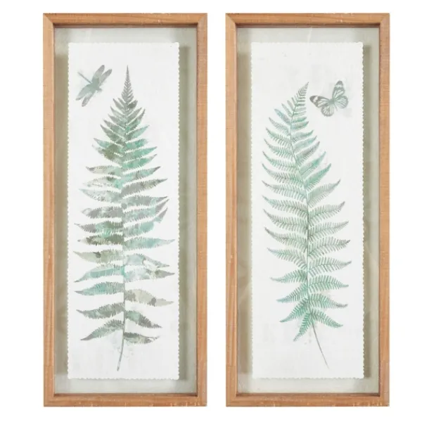 Framed Art-Kirkland's Home Watercolor Ferns 2-Pc. Framed Wall Art Green/White/Brown