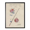 Framed Art-Kirkland's Home Watercolor Fishing Rod Patent Framed Art Print Red/Tan