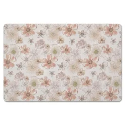 Kitchen & Floor Mats-Kirkland's Home Watercolor Flowers Kitchen Mat White