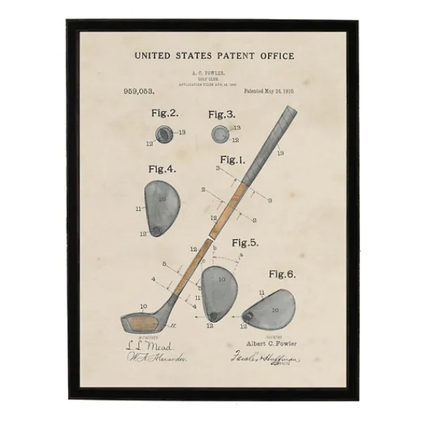 Framed Art-Kirkland's Home Watercolor Golf Club Framed Art Print Gray/Tan