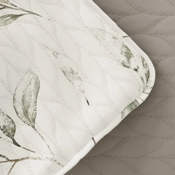 Quilts-Kirkland's Home Watercolor Leaves Reversible 3-Pc. King Quilt Set White/Green/Tan