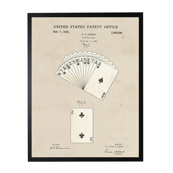 Framed Art-Kirkland's Home Watercolor Playing Cards Framed Art Print Tan