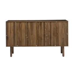 Cabinets & Sideboards-Kirkland's Home Wavy Wood 3-Door Sideboard Cabinet Brown