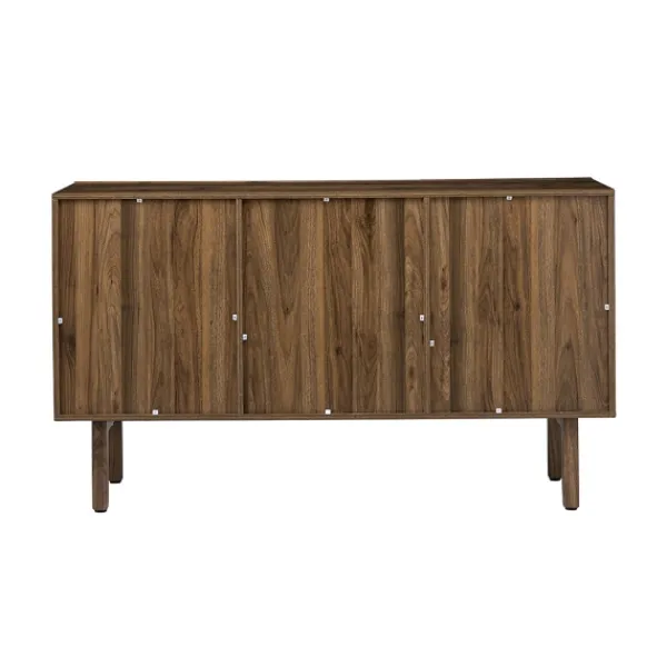 Cabinets & Sideboards-Kirkland's Home Wavy Wood 3-Door Sideboard Cabinet Brown