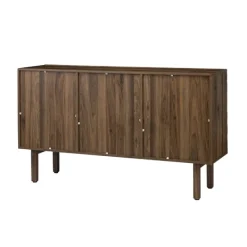 Cabinets & Sideboards-Kirkland's Home Wavy Wood 3-Door Sideboard Cabinet Brown