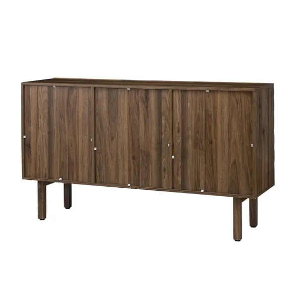 Cabinets & Sideboards-Kirkland's Home Wavy Wood 3-Door Sideboard Cabinet Brown