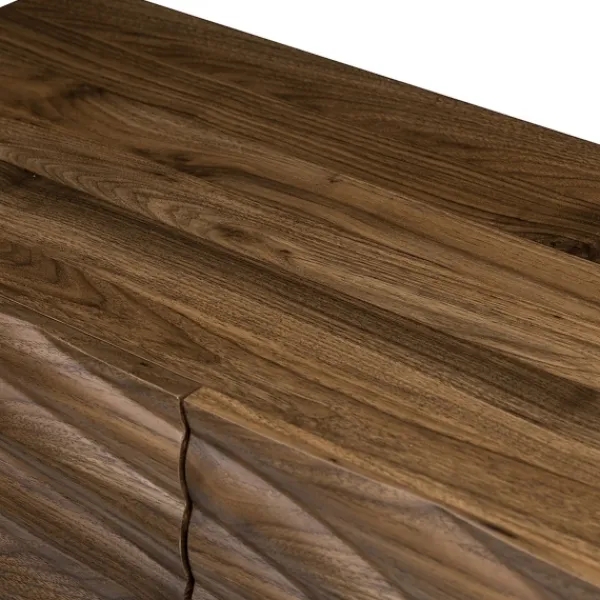 Cabinets & Sideboards-Kirkland's Home Wavy Wood 3-Door Sideboard Cabinet Brown