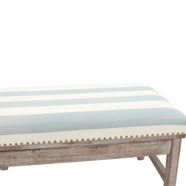 Benches & Ottomans-Kirkland's Home Weathered Blue And White Striped Bench Blue/White