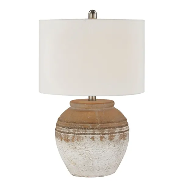 Table Lamps-Kirkland's Home Weathered Clay Ceramic Table Lamp White
