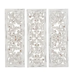 Wall Plaques-Kirkland's Home Weathered Gray Wood Panel Wall Plaques, Set Of 3 Gray/White