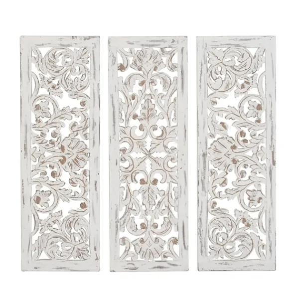 Wall Plaques-Kirkland's Home Weathered Gray Wood Panel Wall Plaques, Set Of 3 Gray/White