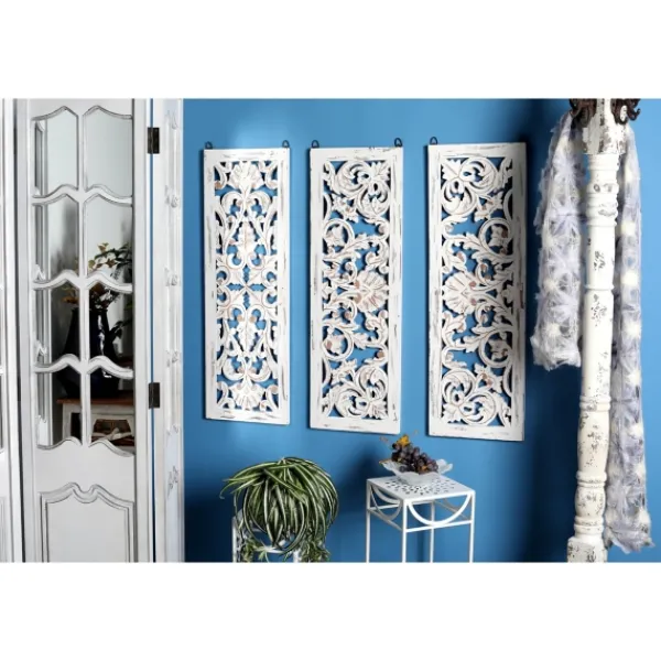 Wall Plaques-Kirkland's Home Weathered Gray Wood Panel Wall Plaques, Set Of 3 Gray/White