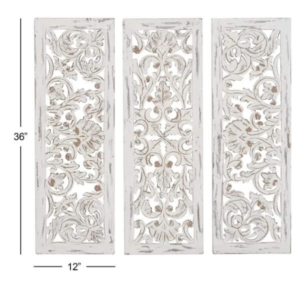 Wall Plaques-Kirkland's Home Weathered Gray Wood Panel Wall Plaques, Set Of 3 Gray/White