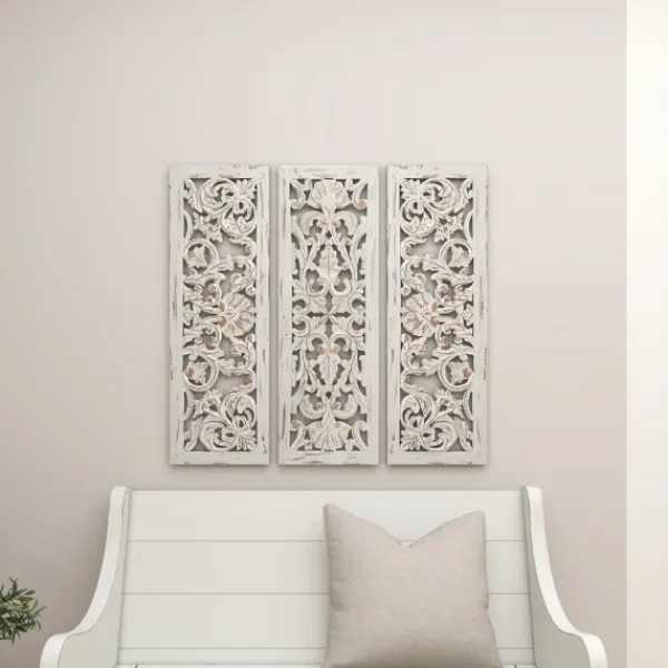 Wall Plaques-Kirkland's Home Weathered Gray Wood Panel Wall Plaques, Set Of 3 Gray/White