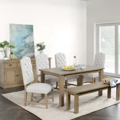 Dining Tables-Kirkland's Home Weathered Pine Wood Dining Table Brown