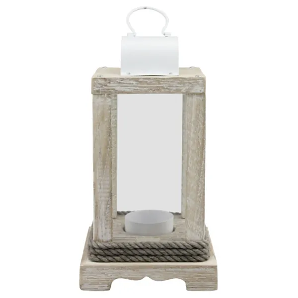 Lanterns-Kirkland's Home Weathered Wood And Metal Lantern White