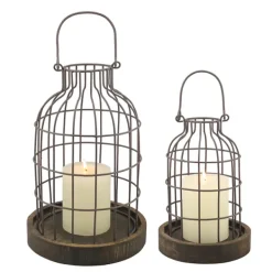 Lanterns-Kirkland's Home Weathered Wood And Metal Lanterns, Set Of 2 Brown
