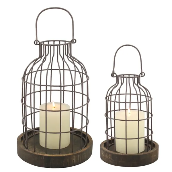 Lanterns-Kirkland's Home Weathered Wood And Metal Lanterns, Set Of 2 Brown