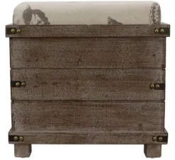 Benches & Ottomans-Kirkland's Home Weathered Wood Seashell Storage Ottoman Brownb/Tan