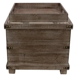 Benches & Ottomans-Kirkland's Home Weathered Wood Seashell Storage Ottoman Brownb/Tan