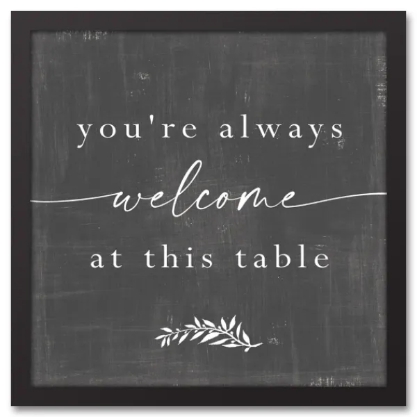 Wall Quotes & Signs-Kirkland's Home Welcome At This Table Black Framed Canvas Print Black/Gray