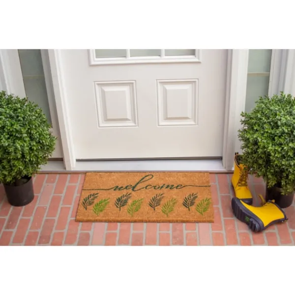 Doormats-Kirkland's Home Welcome Fern Doormat Tan/Black/Green