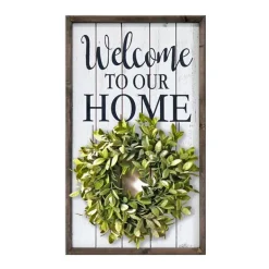 Wall Quotes & Signs-Kirkland's Home Welcome Interchangeable Wreath Wall Plaque White/Black