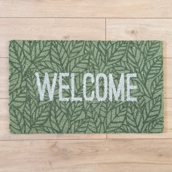 Doormats-Kirkland's Home Welcome Leaves Doormat Green