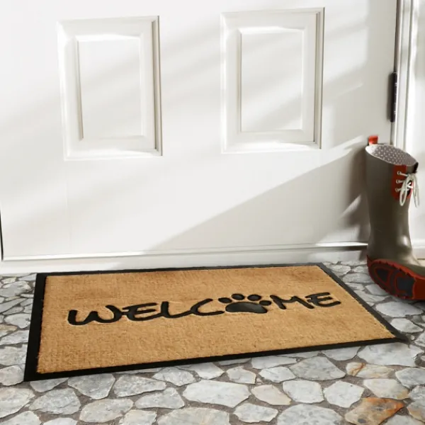 Doormats-Kirkland's Home Welcome Paw Doormat Tan/Black
