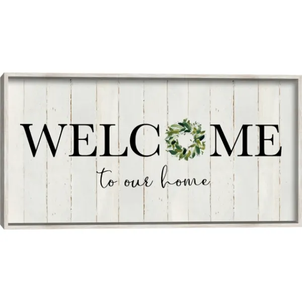 Wall Quotes & Signs-Kirkland's Home Welcome To Our Home Wreath Wall Plaque Ivory/Black