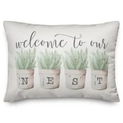 Pillows-Kirkland's Home Welcome To Our Nest Pillow Tan/White