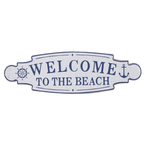 Wall Quotes & Signs-Kirkland's Home Welcome To The Beach Metal Wall Plaque White/Blue