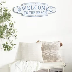 Wall Quotes & Signs-Kirkland's Home Welcome To The Beach Metal Wall Plaque White/Blue