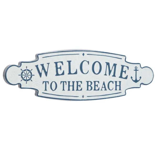 Wall Quotes & Signs-Kirkland's Home Welcome To The Beach Metal Wall Plaque White/Blue