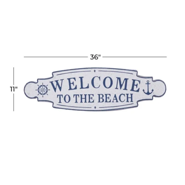 Wall Quotes & Signs-Kirkland's Home Welcome To The Beach Metal Wall Plaque White/Blue