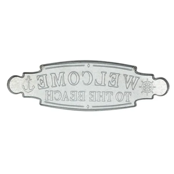 Wall Quotes & Signs-Kirkland's Home Welcome To The Beach Metal Wall Plaque White/Blue