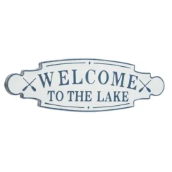 Wall Quotes & Signs-Kirkland's Home Welcome To The Lake Metal Wall Plaque White/Blue