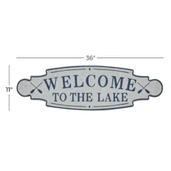 Wall Quotes & Signs-Kirkland's Home Welcome To The Lake Metal Wall Plaque White/Blue