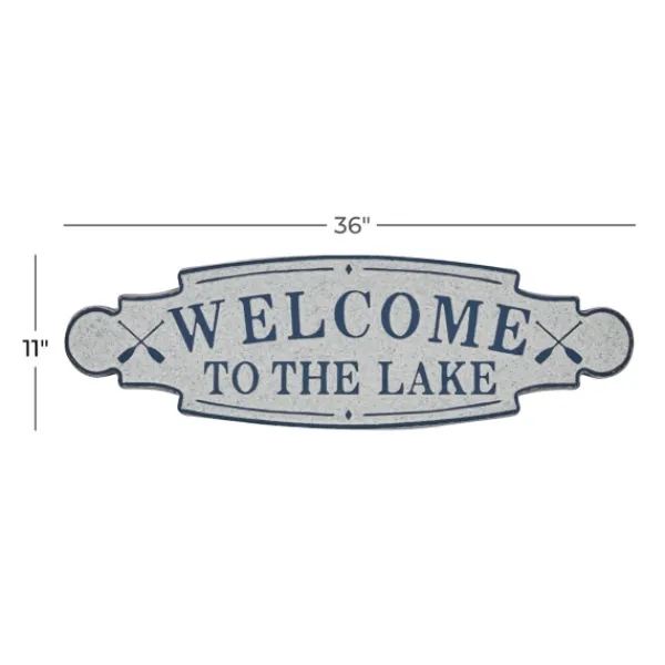 Wall Quotes & Signs-Kirkland's Home Welcome To The Lake Metal Wall Plaque White/Blue