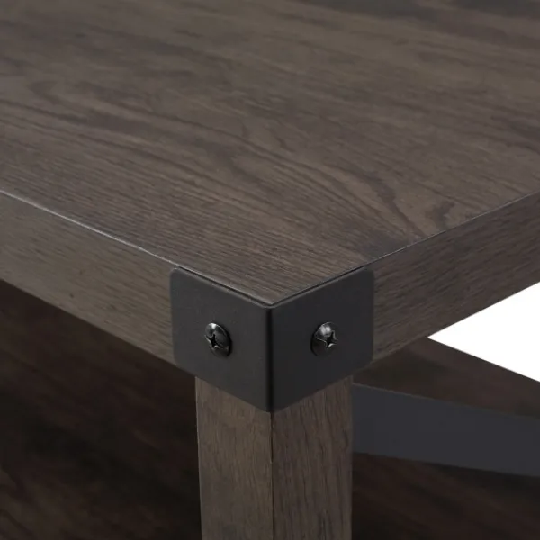 Coffee Tables-Kirkland's Home Wenge Brown X-Frame Coffee Table Gray/Brown/Black