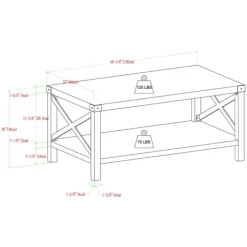 Coffee Tables-Kirkland's Home Wenge Brown X-Frame Coffee Table Gray/Brown/Black
