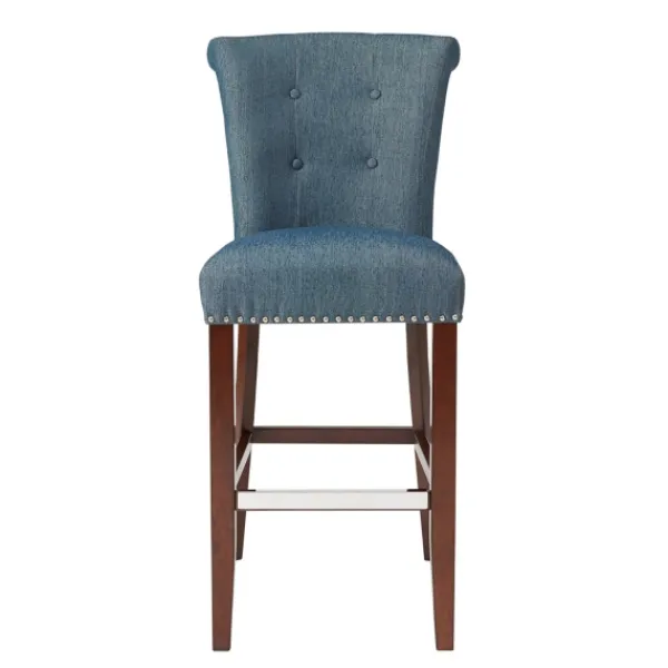 Bar Stools & Counter Height Stools-Kirkland's Home Wesley Tufted Bar Stool With Nailhead Trim Blue