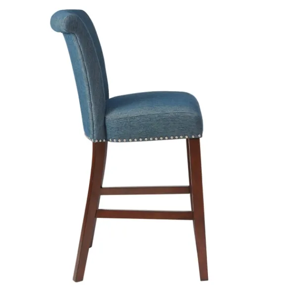 Bar Stools & Counter Height Stools-Kirkland's Home Wesley Tufted Bar Stool With Nailhead Trim Blue