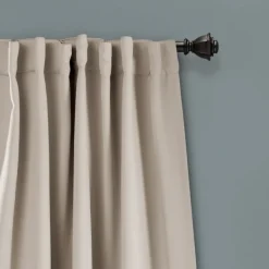 Curtains & Drapes-Kirkland's Home Wheat Back Tab Blackout Curtain Panel Set, 84 In. Tan