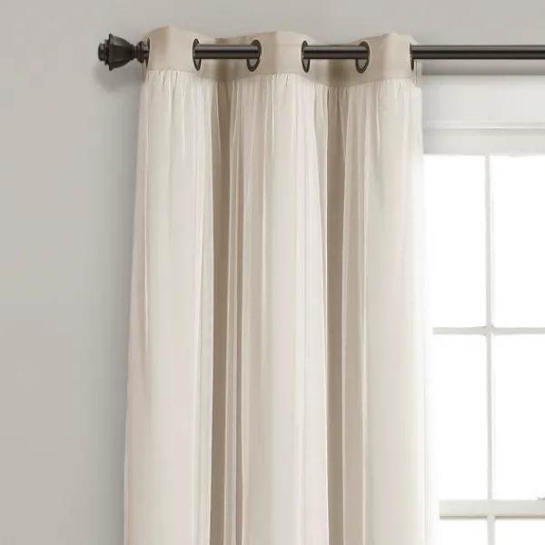 Curtains & Drapes-Kirkland's Home Wheat Curtain Panel Set With Overlay, 108 In. Ivory