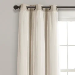 Curtains & Drapes-Kirkland's Home Wheat Curtain Panel Set With Overlay, 120 In. Ivory