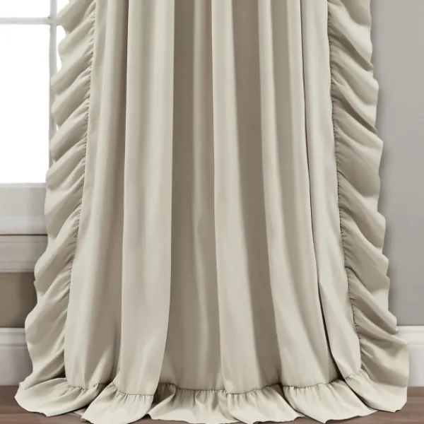 Curtains & Drapes-Kirkland's Home Wheat Reyna Ruffle Curtain Panel Set, 95 In. Tan
