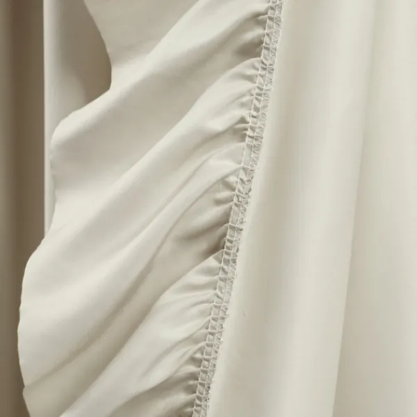 Curtains & Drapes-Kirkland's Home Wheat Reyna Ruffle Curtain Panel Set, 95 In. Tan