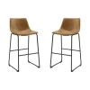 Bar Stools & Counter Height Stools-Kirkland's Home Whiskey Faux Leather Bar Stools, Set Of 2 Brown
