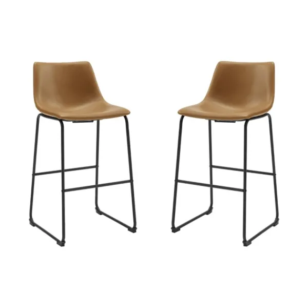 Bar Stools & Counter Height Stools-Kirkland's Home Whiskey Faux Leather Bar Stools, Set Of 2 Brown